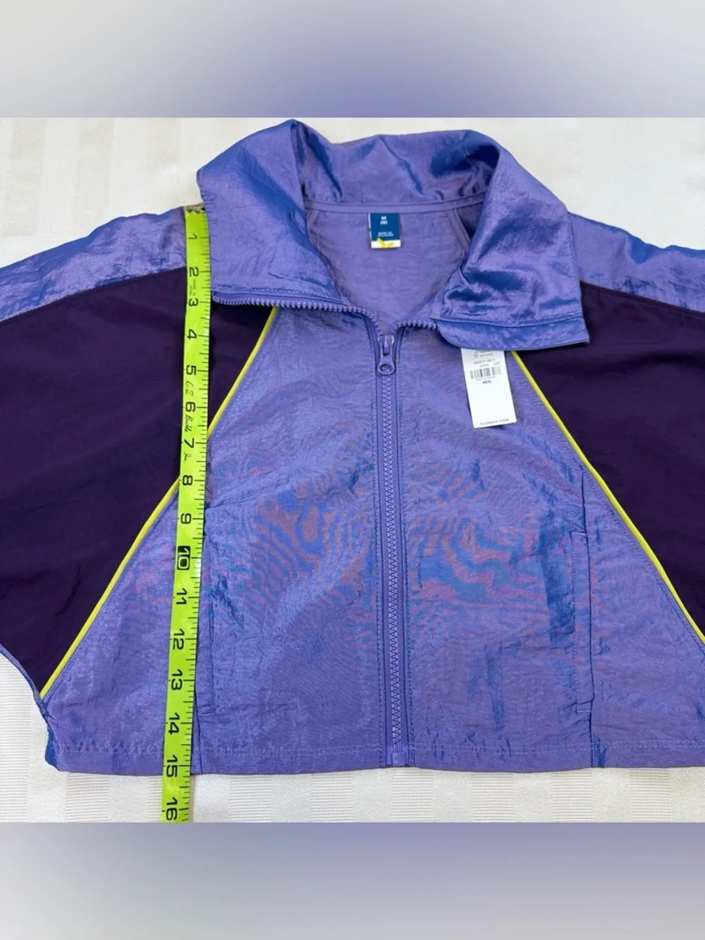 Old Navy Girls Purple Metallic Cropped Jacket with Contrast Trim Size 8 NWT